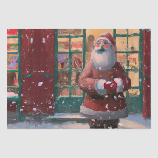 Der Weihnachtsmann vor dem Spielzeugladen Kunst Seidenpapier (Vorderseite)