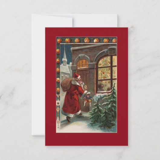 Der Weihnachtsmann vor der Tür Einladung (Vorderseite)