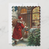 Der Weihnachtsmann vor der Tür Einladung (Vorderseite)
