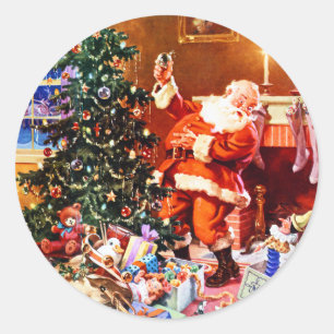 Der Weihnachtsmann vor Weihnachten Runder Aufkleber