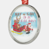 Der Weihnachtsmann zieht Rentiere! Silbernes Ornament (Links)