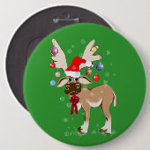 Der Weihnachtsren-Knopf Button (Vorne & Hinten)