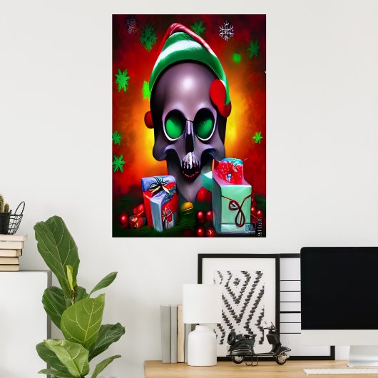 Der Weihnachtsschädel | AI Art Poster (Heimbüro)