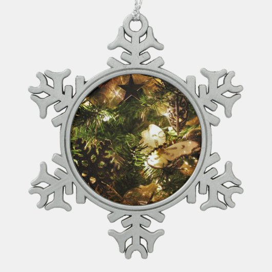 Der Weihnachtsschmetterling Schneeflocken Zinn-Ornament (Vorderseite)