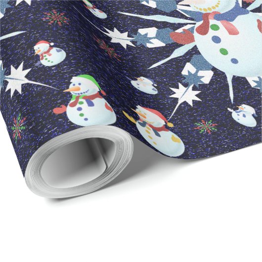Der Weihnachtsschneemann Glittery - Geschenkpapier (Rolleneckpunkt)