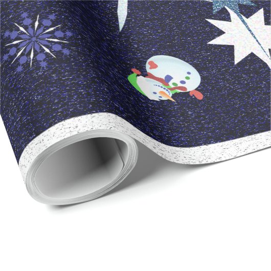 Der Weihnachtsschneemann Glittery - Geschenkpapier (Rolleneckpunkt)