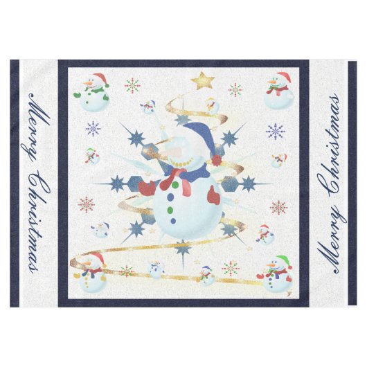 Der Weihnachtsschneemann Glittery - Tischdecke (Vorderseite (Horizontal))
