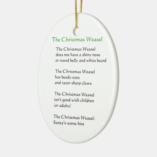 Der WeihnachtsWeasel Keramikornament (Links)