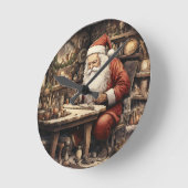 Der Weihnachtswerkstatt Whimsy Runde Wanduhr (Winkel)