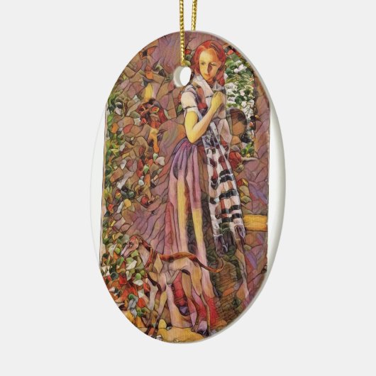 Der Weihnachtswindhund Keramik Ornament (Links)