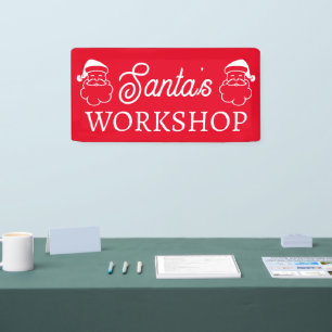Der Weihnachtsworkshop mit rotem Banner
