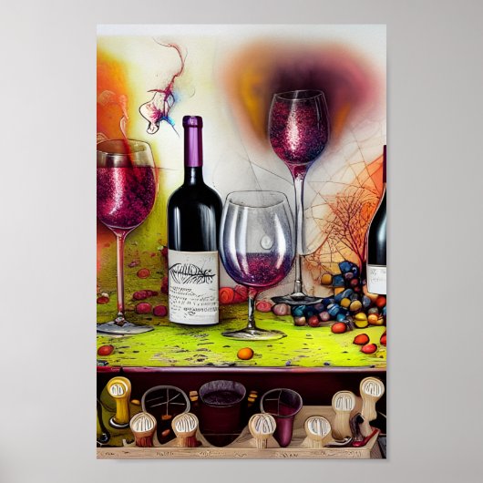 Der Wein schmeckt nach einer farbenfrohen digitale Poster (Vorne)