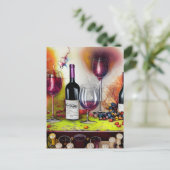 Der Wein schmeckt nach einer farbenfrohen digitale Postkarte (Stehend Vorderseite)