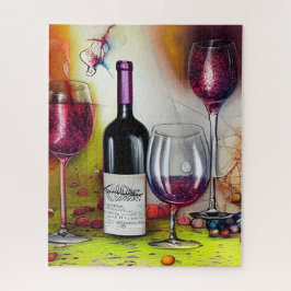 Der Wein schmeckt nach einer farbenfrohen digitale Puzzle