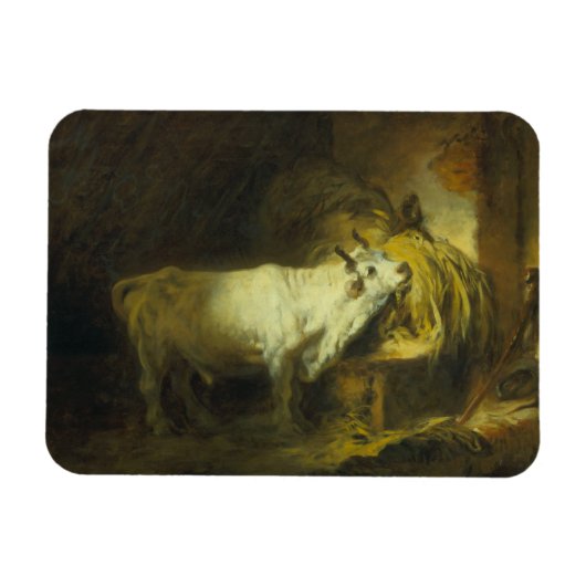 Der Weißbull im Stall (Öl auf Leinwand) Magnet (Horizontal)