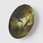 Der Weißbull im Stall (Öl auf Leinwand) Runde Wanduhr (Winkel)