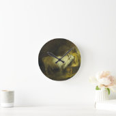 Der Weißbull im Stall (Öl auf Leinwand) Runde Wanduhr (Zuhause)