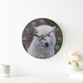 Der weiße Arktische Wolf Wildlife Art Clock Große Wanduhr (Zuhause)