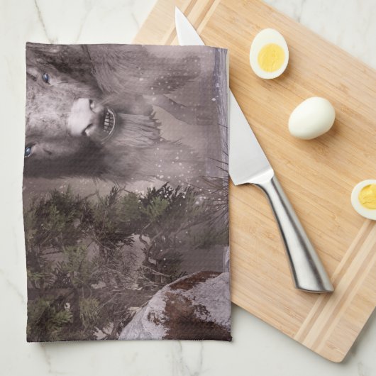 Der weiße Büffel Geschirrtuch (Viertel Falte)