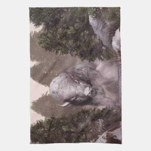 Der weiße Büffel Geschirrtuch (Vertikal)