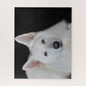 Der weiße deutsche Hirte Jigsaws. Puzzle (Vertikal)