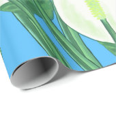 Der weiße Frieden liegt auf hellblauem Hintergrund Geschenkpapier (Rolleneckpunkt)