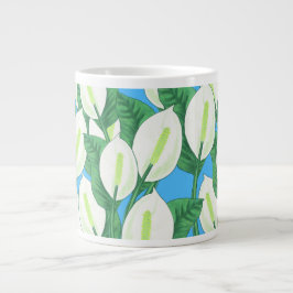 Der weiße Frieden liegt auf hellblauem Hintergrund Jumbo-Tasse