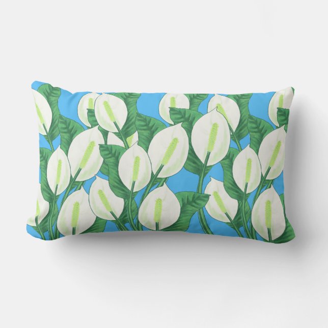 Der weiße Frieden liegt auf hellblauem Hintergrund Lendenkissen (Vorderseite)