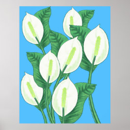 Der weiße Frieden liegt auf hellblauem Hintergrund Poster