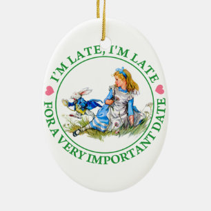 Der weiße Kaninchen eilt an Alice im Wunderland vo Keramik Ornament