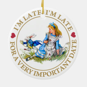 Der weiße Kaninchen eilt an Alice im Wunderland vo Keramikornament
