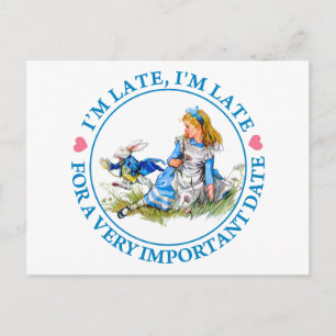Der weiße Kaninchen eilt an Alice in Wunderland vo Postkarte