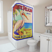 Der weiße Pelikan Duschvorhang (Beispiel)