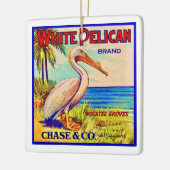 Der weiße Pelikan Keramikornament (Links)