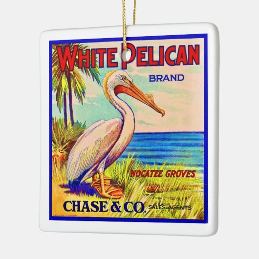 Der weiße Pelikan Keramikornament (Links)