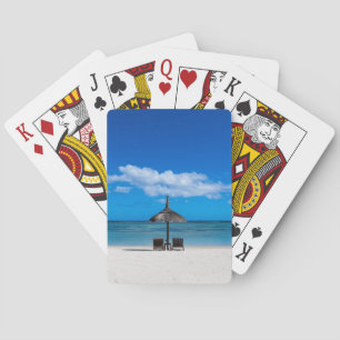 Der weiße Sandstrand von Flic en Flac Mauritius li Spielkarten