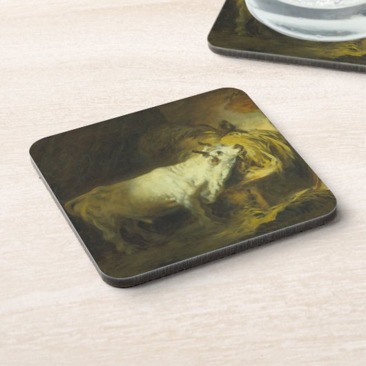 Der weiße Stier im stabilen (Öl auf Leinwand) Getränkeuntersetzer (Linke Seite)