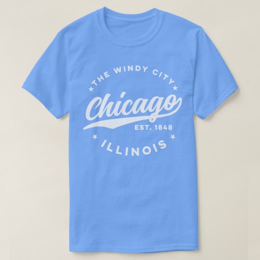 Der weiße Text der Windy City Chicago T-Shirt (Design vorne)