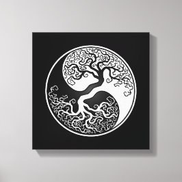 Der weiße und schwarze Baum des Lebens Yin Yang Leinwanddruck