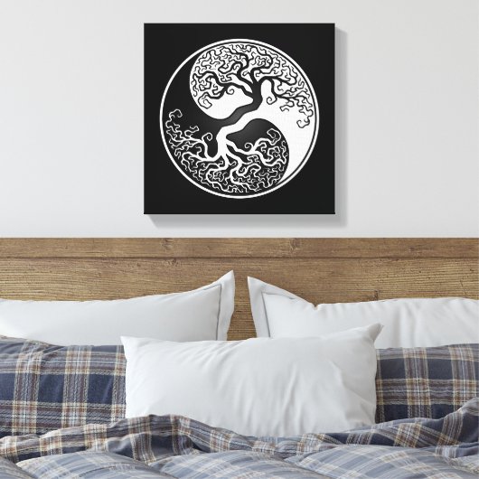 Der weiße und schwarze Baum des Lebens Yin Yang Leinwanddruck (Insitu (Schlafzimmer))