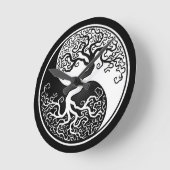 Der weiße und schwarze Baum des Lebens Yin Yang Runde Wanduhr (Winkel)