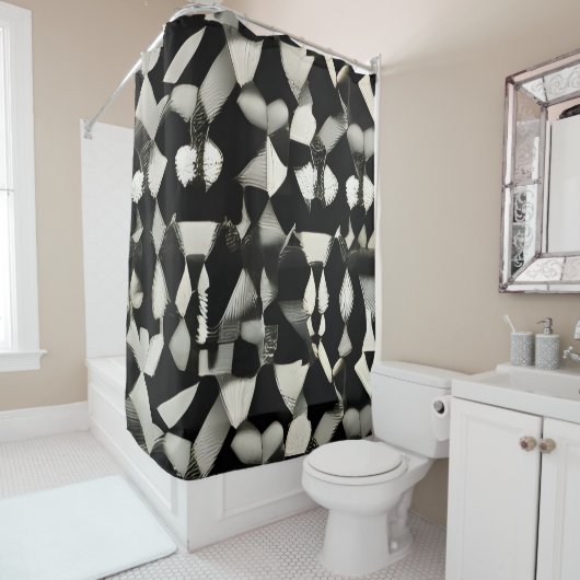 Der weiße und schwarze Duschvorhang (Beispiel)