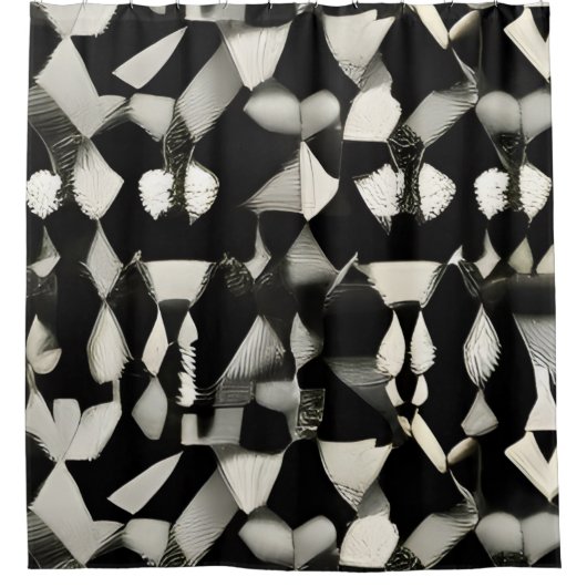 Der weiße und schwarze Duschvorhang (Vorderseite)