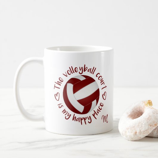 Der weiße Volleyballplatz ist mein glücklicher Ort Kaffeetasse (Mit Donut)