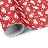 Der weiße Weihnachtsmann über den roten Hintergrun Geschenkpapier (Rolleneckpunkt)