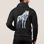 Der weiße Wolf: Eleganz in Geometrie Hoodie (Rückseite)