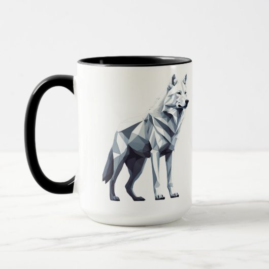 Der weiße Wolf: Eleganz in Geometrie Tasse (Links)