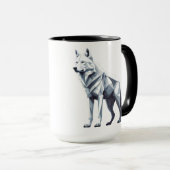Der weiße Wolf: Eleganz in Geometrie Tasse (VorderseiteRechts)