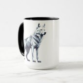 Der weiße Wolf: Eleganz in Geometrie Tasse (Vorderseite Links)