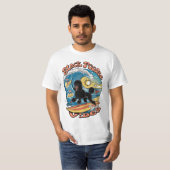 Der Wellenreiter, der schwarzes Poodle surft T-Shirt (Vorne ganz)